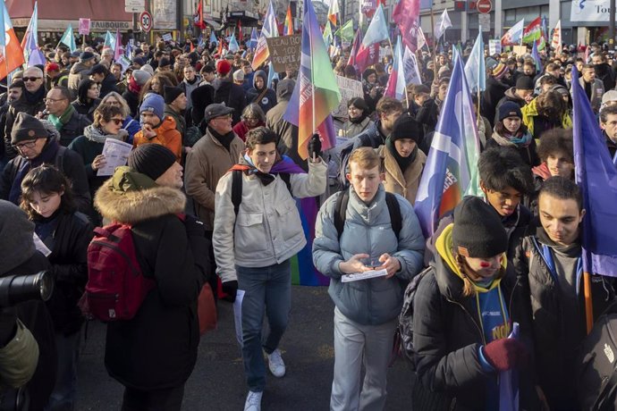 Manifestación juvenil contra la reforma de las pensiones en Francia