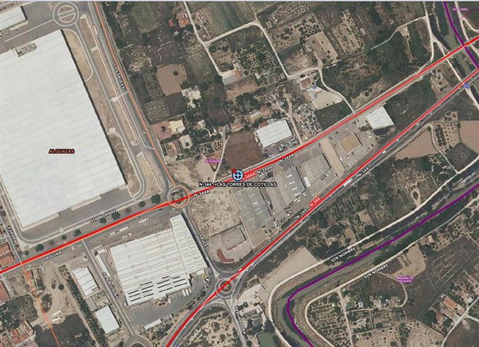 Lugar donde ha ocurrido el accidente: N-344 dirección Las Torres de Cotillas, en el término municipal de Molina de Segura (saliendo de Molina de Segura a la altura de la ITV la Hita).
