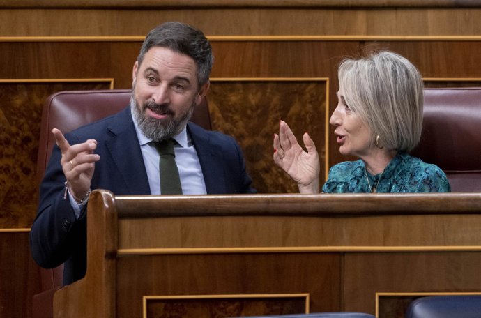 Archivo - El presidente de Vox, Santiago Abascal, y la diputada Inés Cañizares