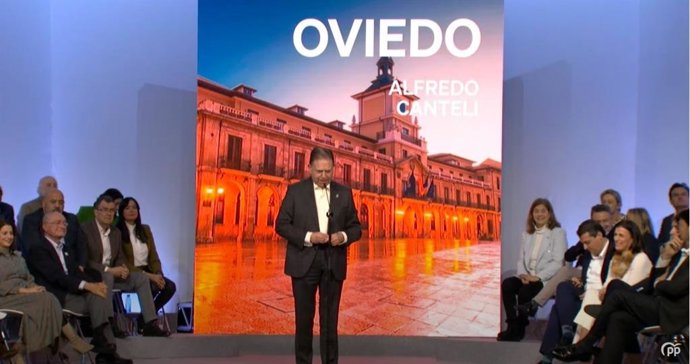 El alcalde de Oviedo, Alfredo Canteli, interviene en un acto del PP en Madrid.