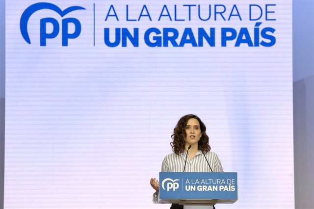 La presidenta de la Comunidad de Madrid y candidata a la Presidencia en las próximas elecciones, Isabel Díaz Ayuso, durante la presentación de candidatos del PP a capitales de provincia.