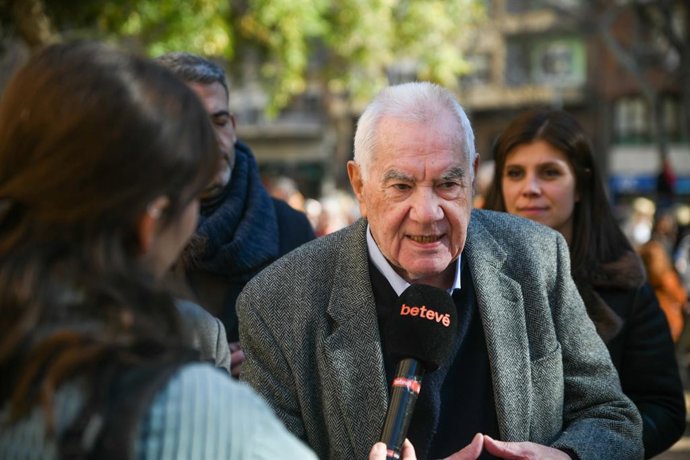 El president del grup municipal d'ERC a l'Ajuntament de Barcelona i candidat a l'alcaldia, Ernest Maragall,  en unes declaracions als periodistes amb referncia al nou pla d'usos de l'Eixample