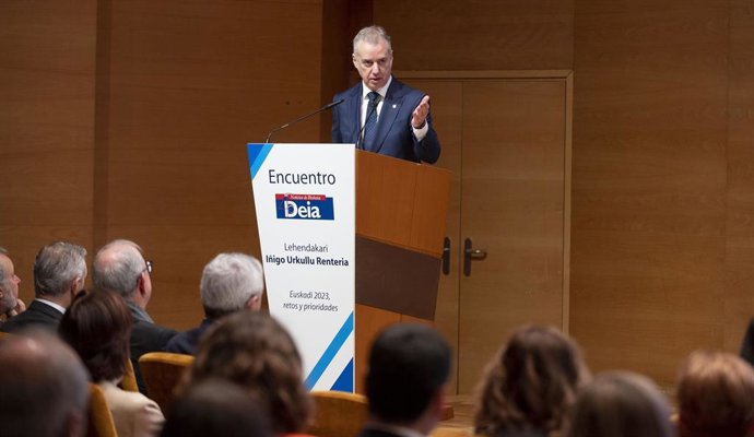 El lehendakari, Iñigo Urkullu, en un foro en Bilbao