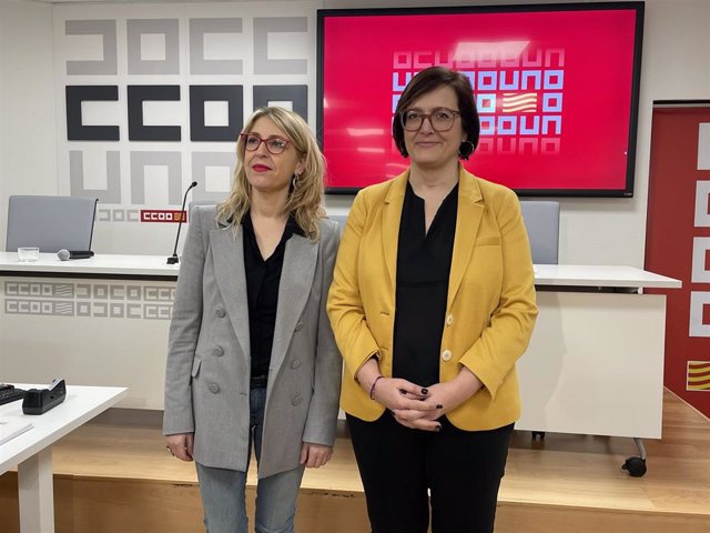 De izquierda a derecha, la eurodiputada María Eugenia Rodríguez Palop, y la secretaria confederal de Mujeres, Igualdad y Condiciones de Trabajo de CCOO, Carolina Vidal.
