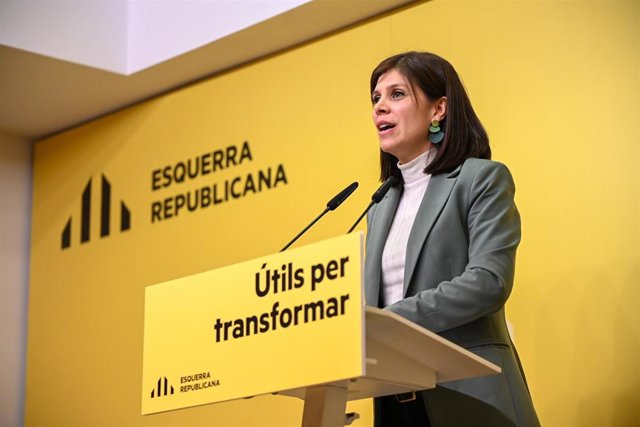 La secretaria general adjunta de ERC y portavoz, Marta Vilalta, en rueda de prensa.