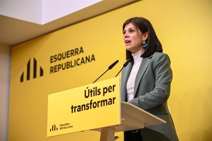La secretaria general adjunta de ERC y portavoz, Marta Vilalta, en rueda de prensa.