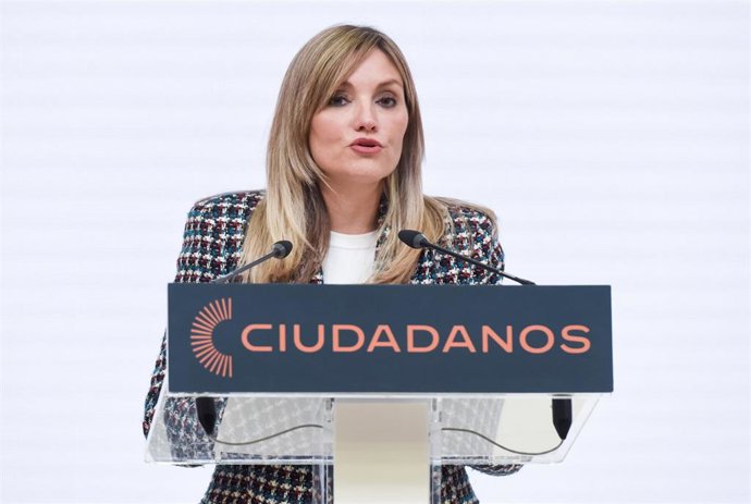 La portavoz política de CS, Patricia Guasp, ofrece una rueda de prensa tras la primera reunión del Comité Permanente en la sede nacional de Ciudadanos.