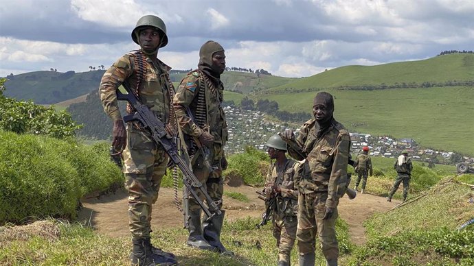 Soldados del Ejército de República Democrática del Congo (RDC) en el territorio de la provincia de Kivu Norte