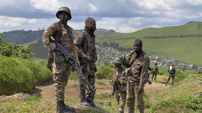Soldados del Ejército de República Democrática del Congo (RDC) en el territorio de la provincia de Kivu Norte