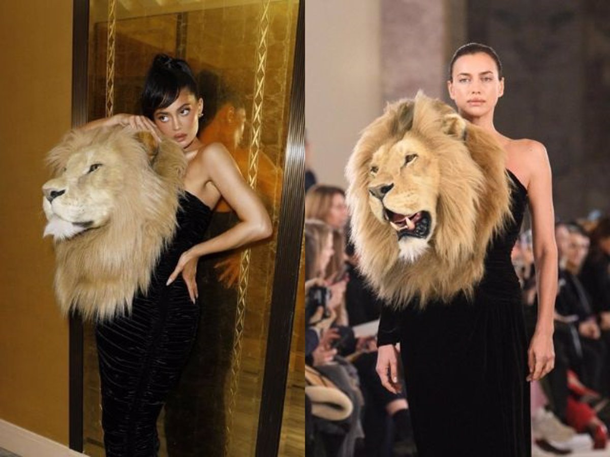 El vestido con la cabeza de un león que han lucido Kylie Jenner e Irina Shayk en París