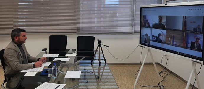 El consejero Antonio Luengo, durante su participación en la reunión celebrada telemáticamente bajo la presidencia del ministro de Agricultura y Pesca, Luis Planas