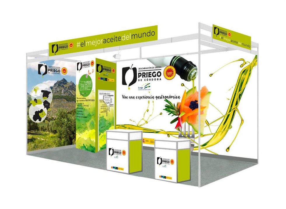 Representación virtual del estand de la DOP Priego de Córdoba.