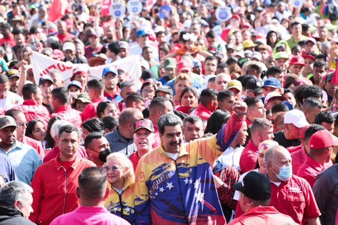 El presidente de Venezuela, Nicolás Maduro, en una marcha oficialista