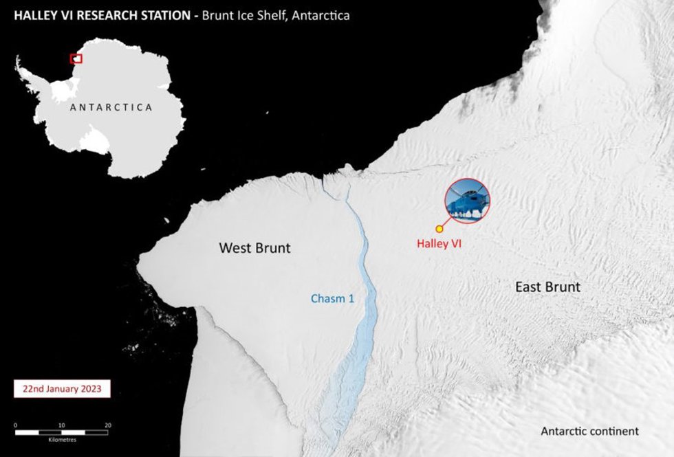 El gráfico muestra que Chasm-1 ha parido un enorme iceberg del tamaño del Gran Londres.