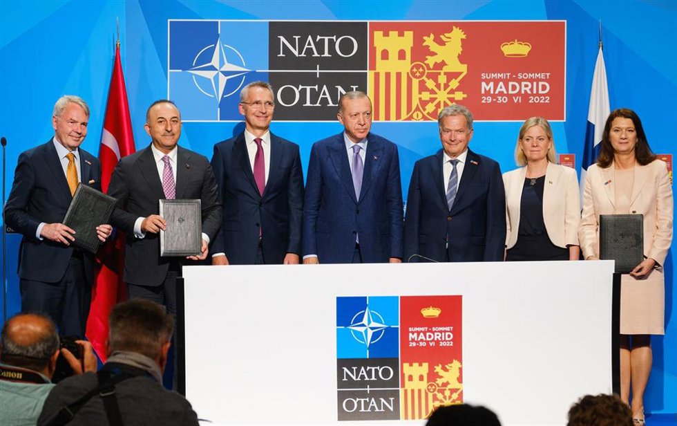 Archivo - Los principales dirigentes políticos de Turquía, Suecia y Finlandia firman el acuerdo para la integración de estos dos últimos países en la OTAN