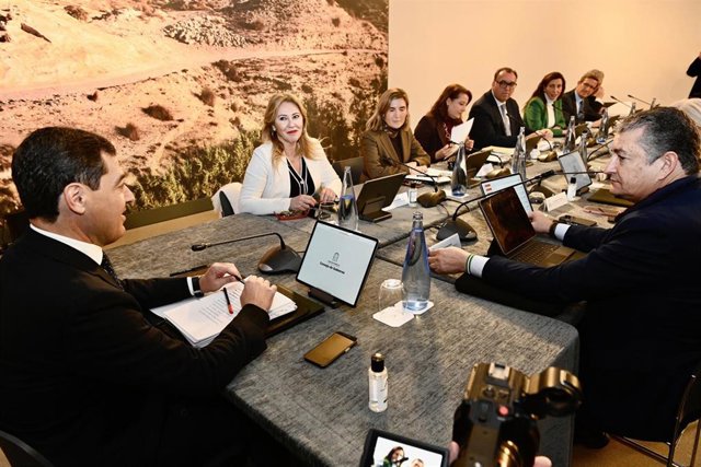 El presidente de la Junta de Andalucía, Juanma Moreno, preside el Consejo de Gobierno ordinario en el Museo Íbero, a 24 de enero de 2023 en Jaén (Andalucía, España). El Consejo de Gobierno de la Junta de Andalucía, se ha reunido de forma ordinaria en la c