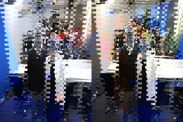 Bendodo y Prohens, antes de su reunión en el PP de Baleares. 