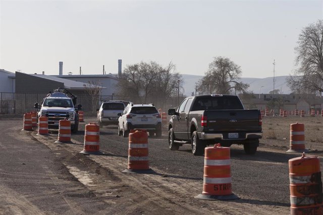 Una cola de coches en Yakima, Washington (EEUU)