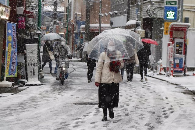 Archivo - Tormenta de nieve en Tokio, Japón