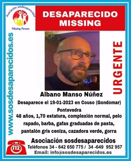 AMP.- Buscan a un hombre de 48 años desaparecido en Gondomar (Pontevedra) desde el pasado jueves