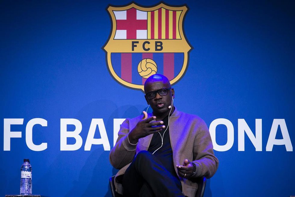 El exfutbolista Lilian Thuram en un acto en el Auditori 1899 del Camp Nou, en Barcelona