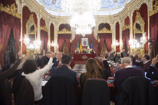 El pleno de la Diputación de Cádiz en un momento de las votaciones