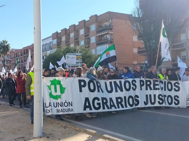 Manifestación de agricultores en Don Benito