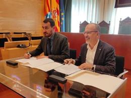 L'alcalde de Badalona, Rubén Guijarro, i el conseller de Drets Socials, Carles Campuzano