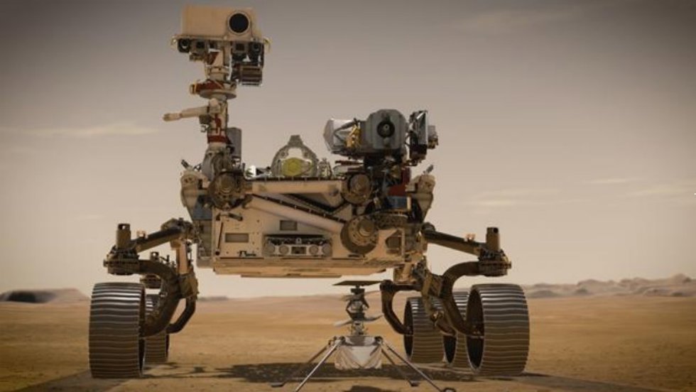 Recreación artística del Rover Perseverance.