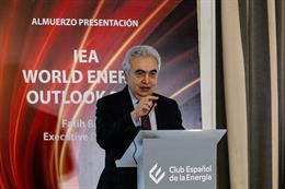 El director ejecutivo de la Agencia Internacional de la Energía (AIE), Fatih Birol,  en el acto de presentación del informe de la Agencia Internacional de la Energía 'World Energy Outlook 2022', a 25 de enero de 2023, en Madrid (España). 