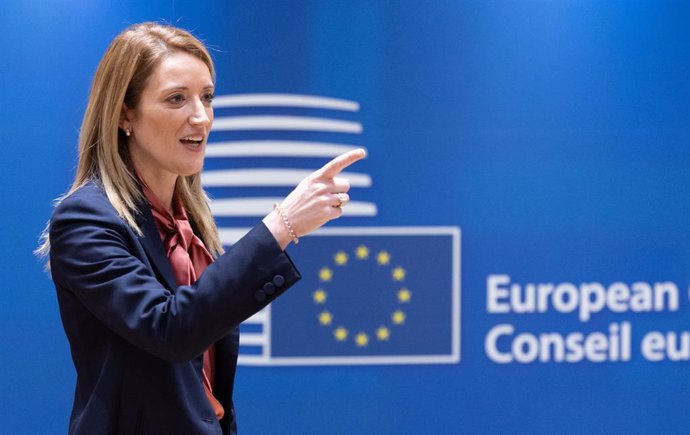 Archivo - La presidenta del Parlamento Europeo, Roberta Metsola