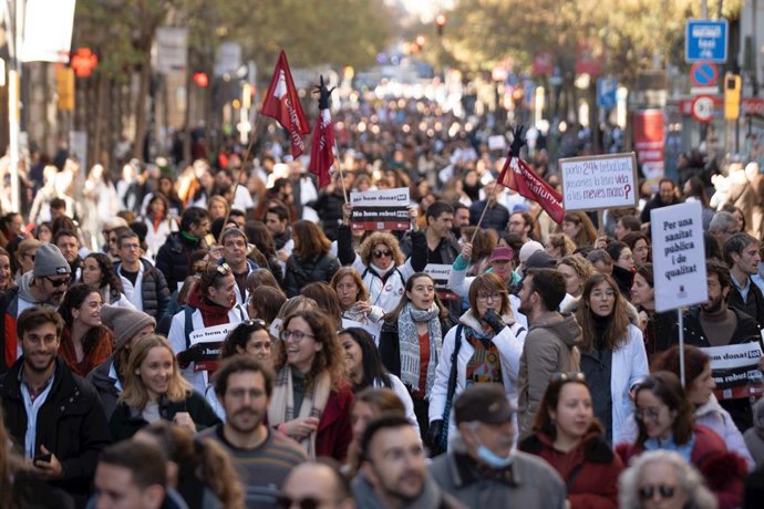 Imatge de la manifestació convocada per Metges de Catalunya 
