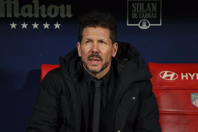 Diego Pablo Simeone, head coach of Atletico de Madrid  looks on during the Spanish League, La Liga Santander, football match played between Atletico de Madrid and Real Valladolid at Civitas Metropolitano stadium on January 21th, 2023, in Madrid, Spain.