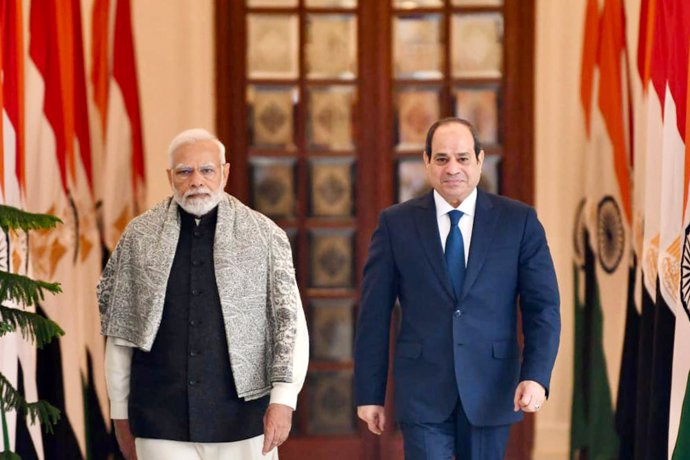 El presidente egipcio, Abdelfatá al Sisi, y el primer ministro indio, Narendra Modi