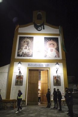 Detalle de la Iglesia de San Isidro, en la cual, ha sido apulañado el sacerdote que actualmente se encuentra ingresado en el Hospital Punta Europa, a 25 de enero de 2023 en Algeciras, Cádiz (Andalucía, España). 