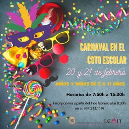 Cartel de las actividade que ofrece el Ayuntamiento los días de Carnaval.