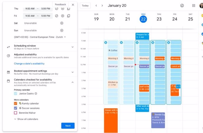 Captura de Google Calendar