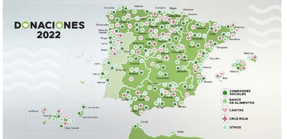 Mapa de donaciones de productos de primera necesidad.
