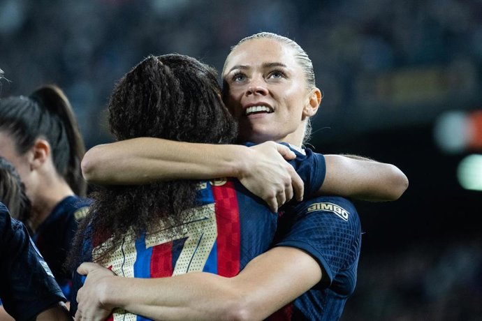 Archivo - Fridolina Rolfo of FC Barcelona celebrates a goal during UEFA Womens Champions League, football match played between FC Barcelona and FC Rosengard at Spotify Camp Nou on November 24, 2022 in Barcelona, Spain.