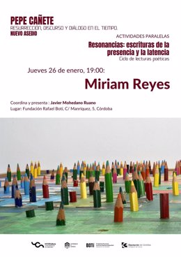 Cartel de la actividad de Miriam Reyes en el Centro Botí.