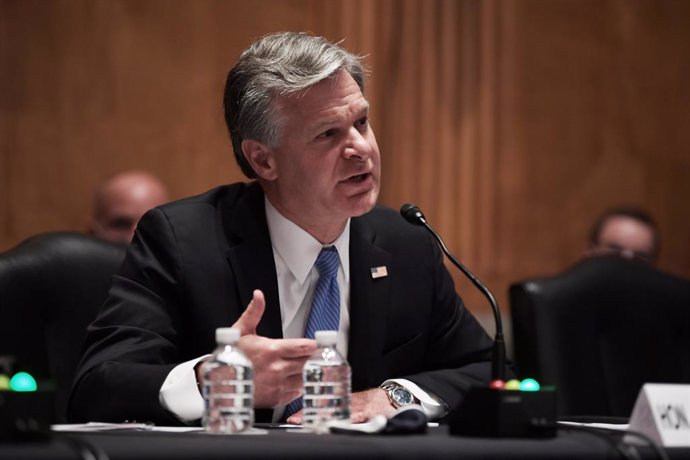 Archivo - 21 September 2021, US, Washington: FBI Director Christopher Wray speaks during a Senate Homeland Security and Governmental Affairs hearing on terror threats to the US at the Dirksen Senate Office Building in Washington. Photo: Lenin Nolly/ZUMA