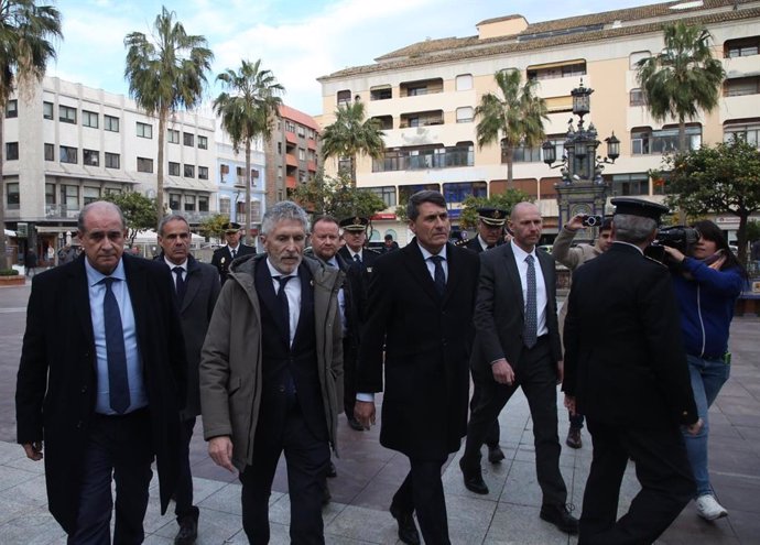 Marlaska en Algeciras este jueves tras el ataque a dos iglesias.