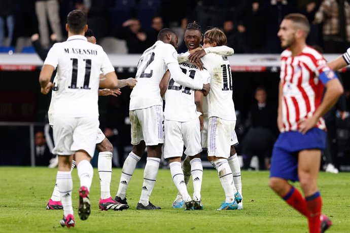 Rodrygo Goes of Real Madrid celebrates a goal during the spanish cup, Copa del Rey, Quarter Finals football match played between Real Madrid and Atletico de Madrid on January 26, 2023, in Madrid, Spain.