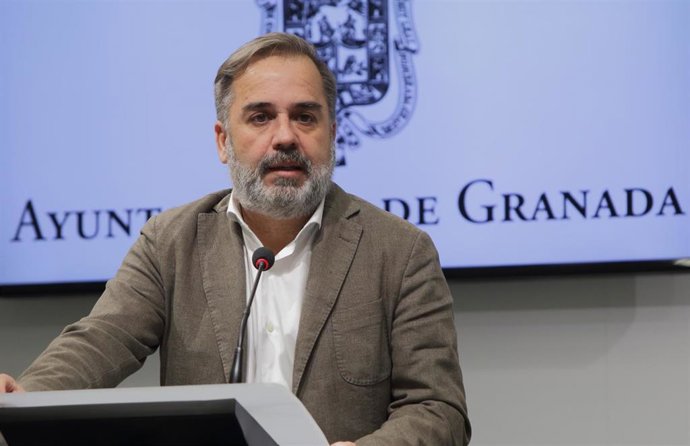 Jacobo Calvo, en rueda de prensa sobre la Junta de Gobierno Local, en imagen de archivo