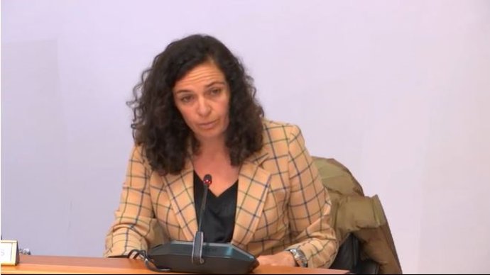 La presidenta de Portos de Galicia, Susana Lenguas, en comisión parlamentaria.