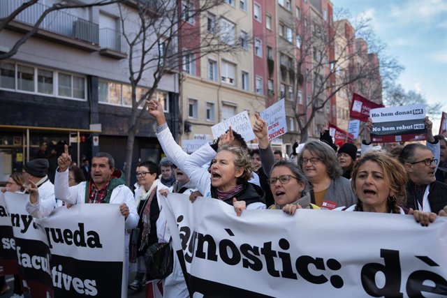 Imatge de la primera jornada de vaga convocada per Metges de Catalunya