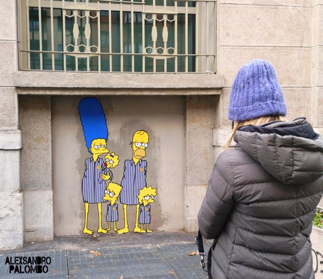 Uno de los murales pintados por aleXsandro Palombo en la estación de Milán.