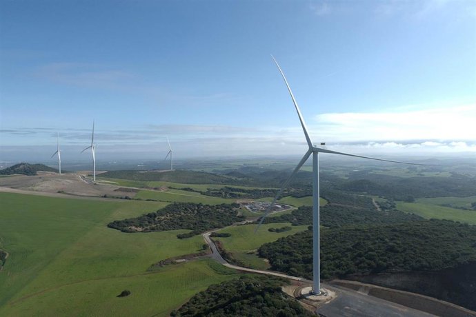 Archivo - Parque eólico en Lebrija (Sevilla).