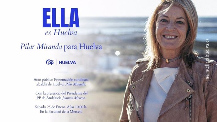 Cartel del acto público de la presentación de la candidatura de Pilar Miranda.