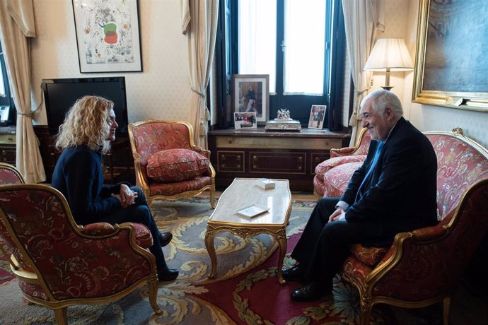 La presidenta del Congreso, Meritxell Batet, recibe en el despacho al presidente del Tribunal Constitucional, Cándido Conde-Pumpido.